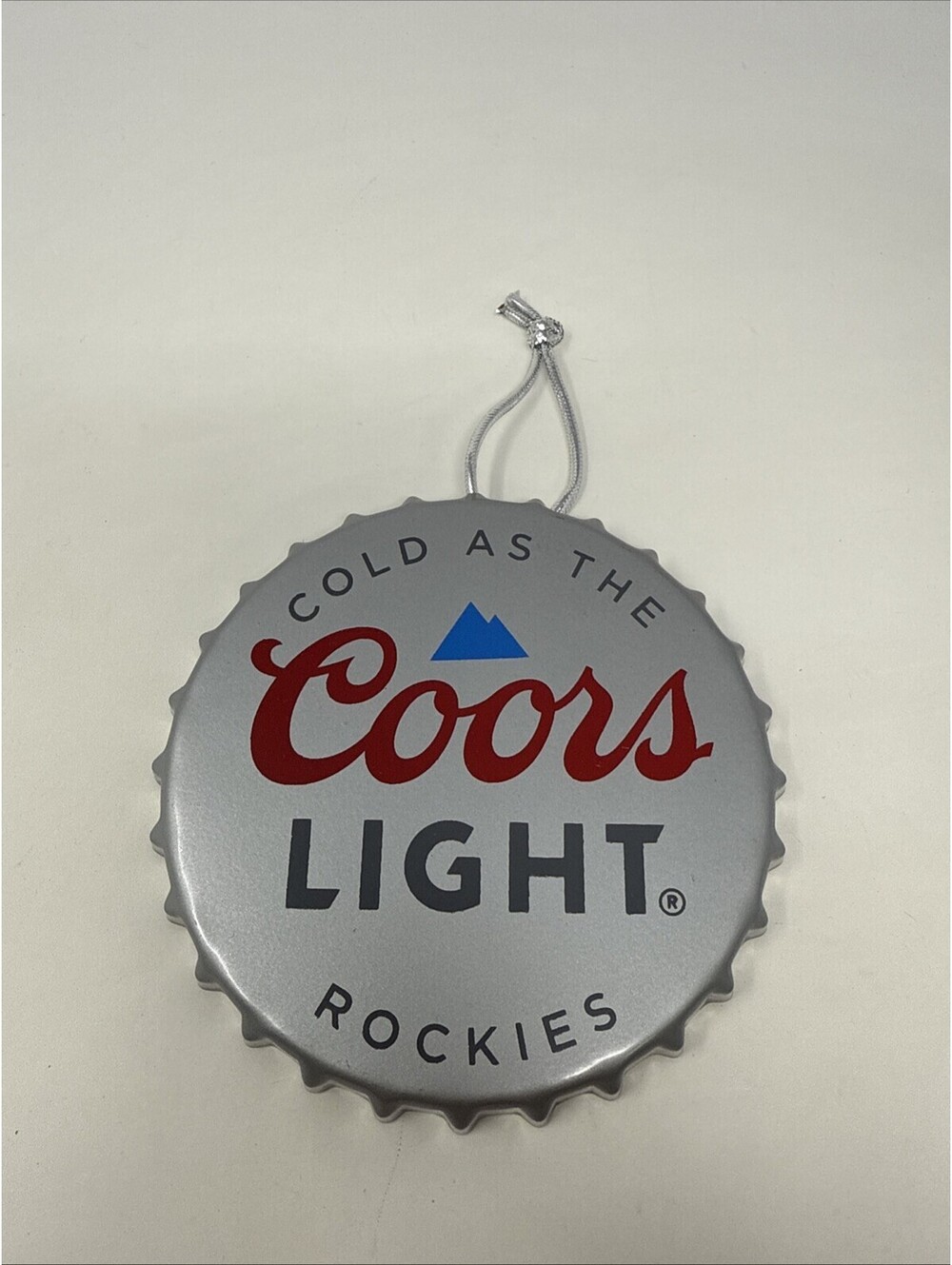 Metal Bottle Cap Ornaments by Ruz Coors Light 5.5" NWT